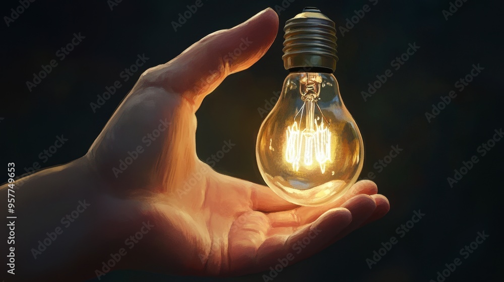 Poster Illuminating Creativity: Enhancing Light Bulb with Subtle Shadows for Natural Glow Effect