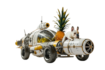 French Bulldog Riding a Pineapple-Powered Car