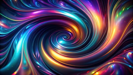 Dark aesthetic holographic rainbow swirl background, perfect for futuristic designs and alternative visuals, dark