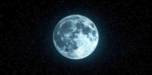 Obraz premium Full Moon Illuminated Against a Starry Night Sky
