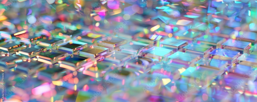 Poster transparent 3d matrix with iridescent patterns, 4k hyperrealistic photo