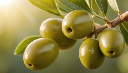 Fresh green olives fruits with green leaves 45