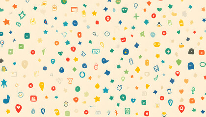 Obraz premium Repeating small icons, like stars, dots, or simple symbols, evenly spaced on a neutral background for a subtle pattern.