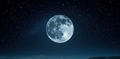Fototapeta premium Full Moon and Stars in a Night Sky