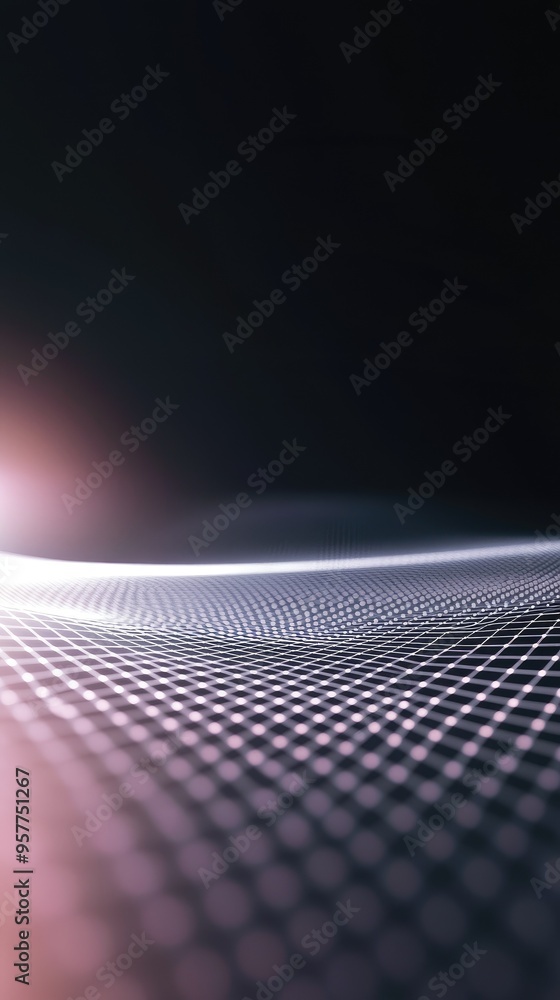 Poster abstract representation of a wave pattern, showcasing intricate mesh details and soft lighting effec