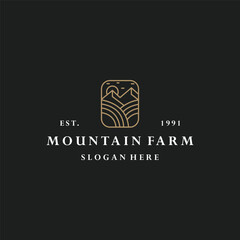 Mountain farm logo vector hipster vintage icon illustration