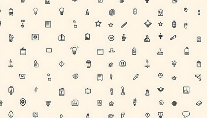 Fototapeta premium Repeating small icons, like stars, dots, or simple symbols, evenly spaced on a neutral background for a subtle pattern.
