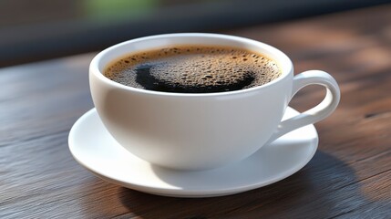 Fototapeta premium Elegant Coffee Cup Filled with Freshly Brewed Coffee and Delicate Crema