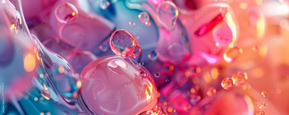 Poster organic 3d blobs with fluid motion, 4k hyperrealistic photo
