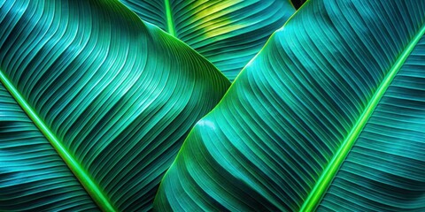 Tropical banana leaf texture background with glow in the dark color tones, banana leaf, tropical, texture