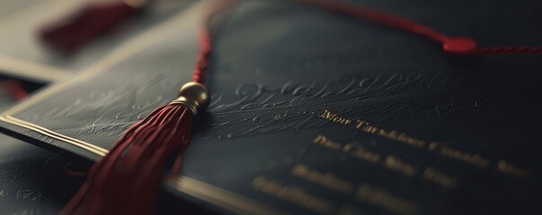 Close-up of a graduation program with schedule details, 4K hyperrealistic photo