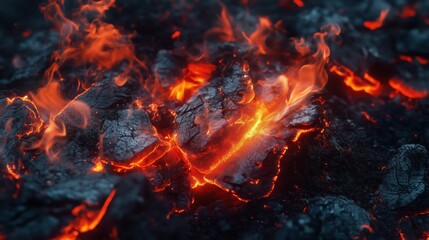 Stunning Representation of Fiery Lava Flowing and Glowing