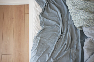 messy bed in early morning , messy bed after waking up 
