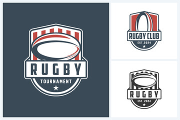 Rugby logo sport design template, rugby emblem vector, rugby tournament badge logo design vector illustration