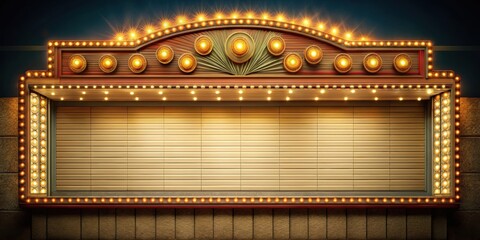 Vintage cinema marquee with blank spaces for film titles or event listings, retro, old fashioned, vintage, cinema, marquee
