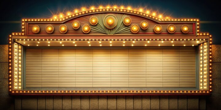 Vintage cinema marquee with blank spaces for film titles or event listings, retro, old fashioned, vintage, cinema, marquee