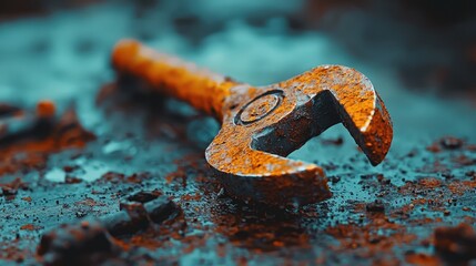 A rusted metal garden implement illustrating the effects of oxidation on commonplace items