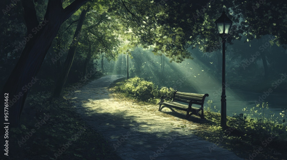 Poster dynamic lighting and shadows enhancing color and movement in the scene