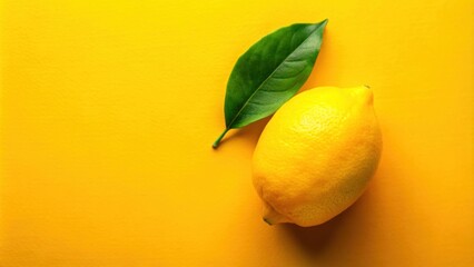 Bright yellow lemon with a vibrant green leaf, lemon, fruit, citrus, fresh, healthy, vitamin C, antioxidant, juicy, sour