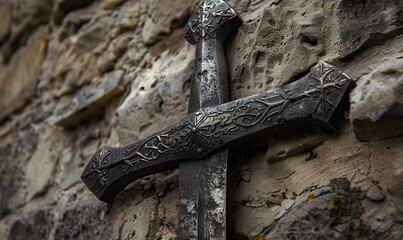 Old sword medieval weapon blade knight equipment.