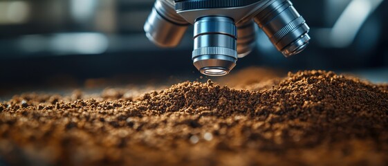 Soil scientist examining soil samples under a microscope
