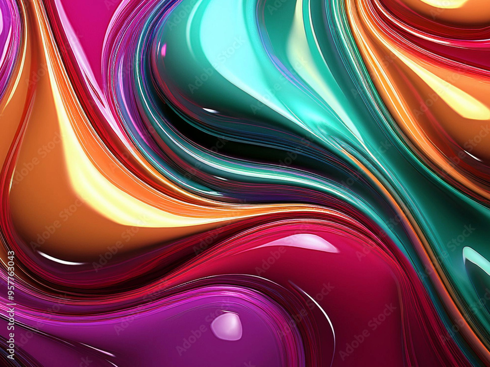 Wall mural abstract 3 d liquid colorful background