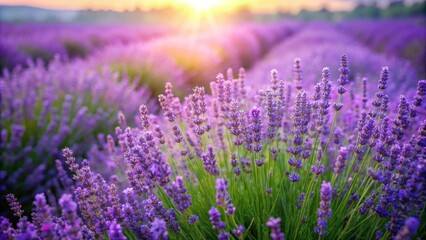 Lavender flowers field with vibrant purple blooms and green foliage, lavender, flowers, field, blooming, purple, plants