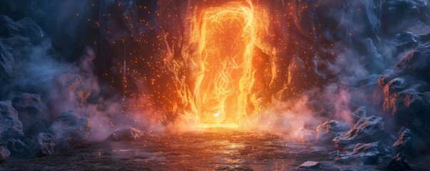 Magical portal crackling with energy, 4K hyperrealistic photo