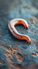 Earthworm isolated on metal background