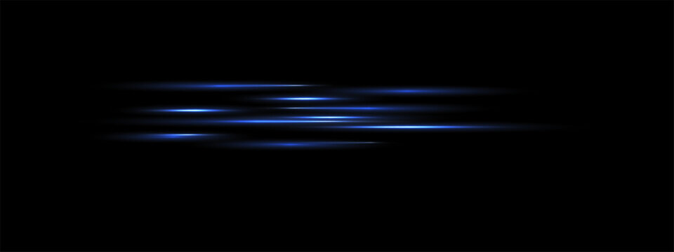 Blue parallel speed laser beam, light luminous ray lines with neon glowing effect. hi-tech design elements, Vector Shiny explosions of Flash light. Futuristic eps isolated on transparent background. 