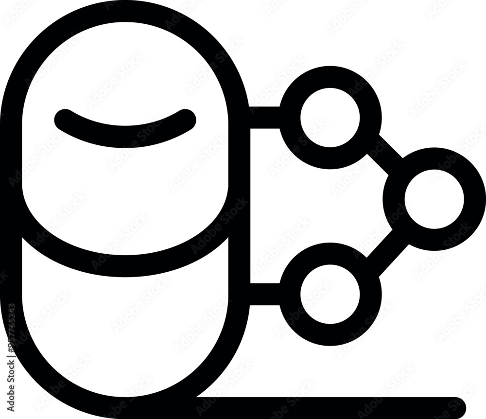 Poster icon of a chatbot connecting with a network, symbolizing communication and data exchange