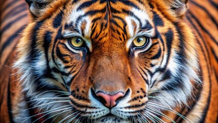 Fototapeta premium Close-up of red tiger's big eyes staring intensely, big, eyes, red tiger, close-up, intense, staring, animal, wildlife, feline