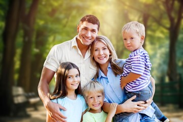 A Nice happy family Playing together outdoor