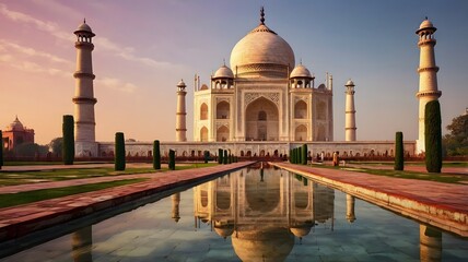 Obraz premium The beauty of the Taj Mahal and the serenity of the reflecting pool create a truly awe-inspiring sight