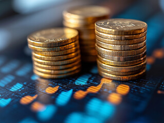 stack of coins Financial profitability and cost with graphic stock.