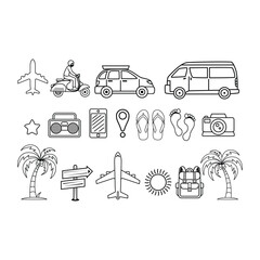 Line Art Icon for travel and tour element post design