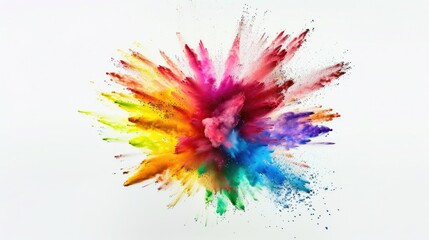 Burst of vivid colors on a solid white background, lively explosion