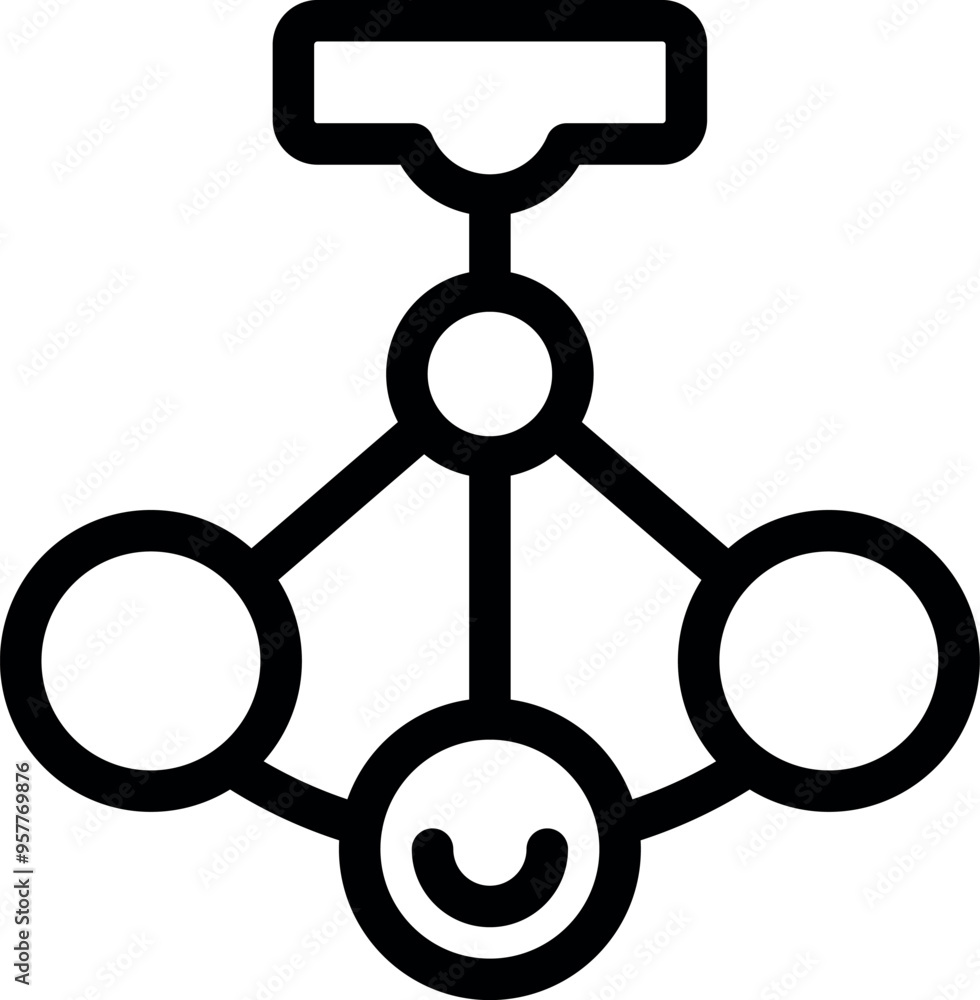 Poster network structure icon representing a system with interconnected elements, symbolizing communication