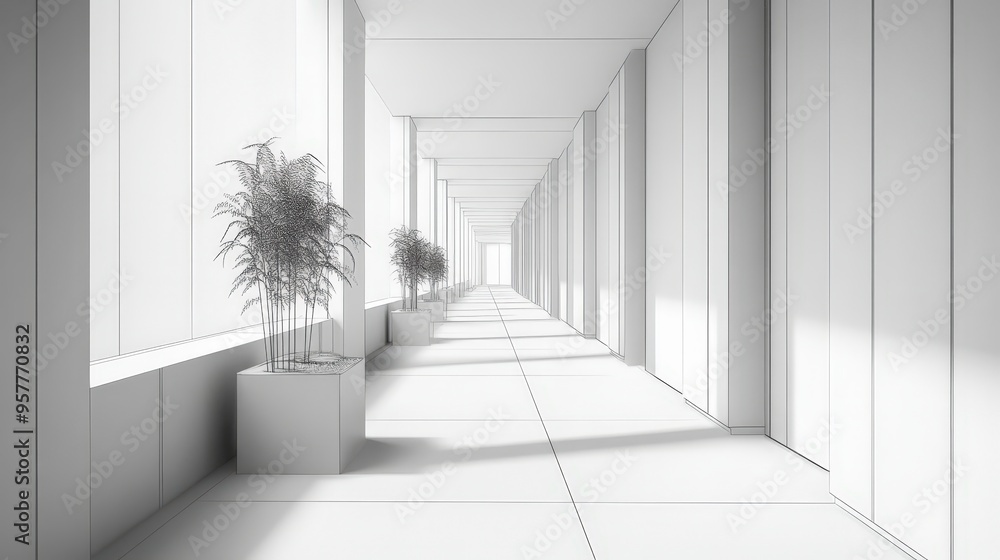Poster clean and minimalist design with thin and consistent line weight for a modern look