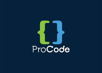 Minimalist Coding logo design template. Modern style programmer logo
