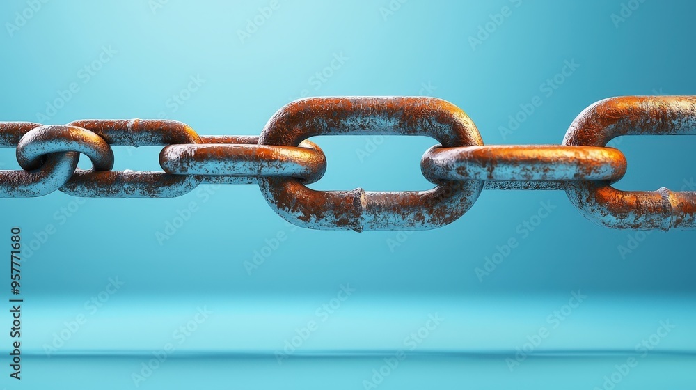 Poster a rusty chain link that represents the oxidation's impacts throughout time