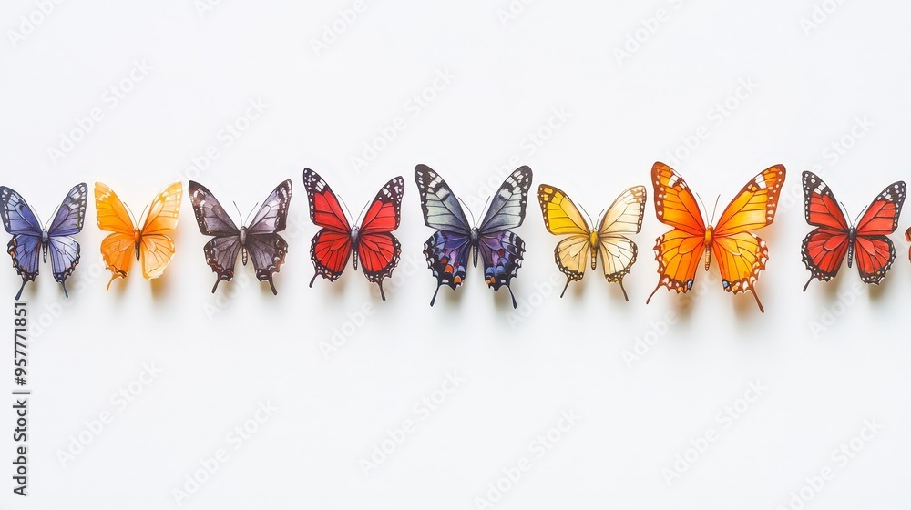 Poster serene butterfly progression - linear layout with equidistant spacing for calm and graceful flow