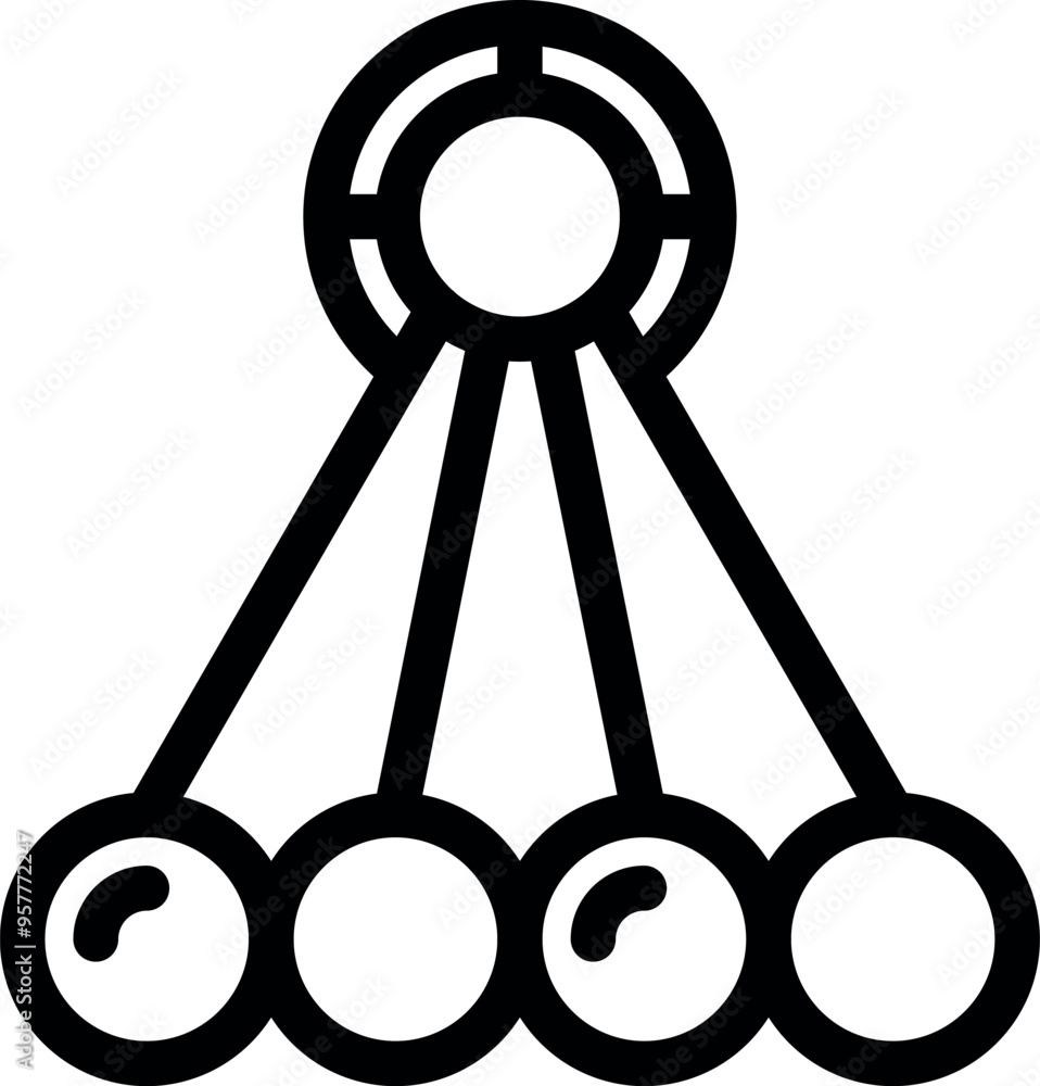 Poster this simple icon depicts a newton's cradle, perfect for representing concepts like physics or conser
