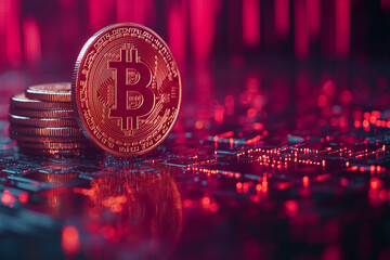 Crypto currency Financial profitability and cost optimisation with graphic.