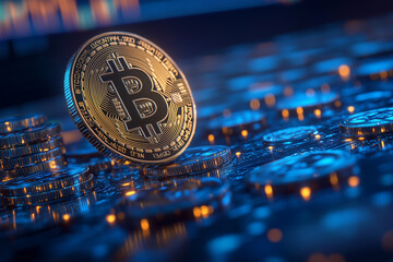 Crypto currency Financial profitability and cost optimisation with graphic.
