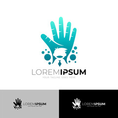 Hand logo and children design template, people care logos