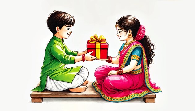 Bhai dooj watercolor illustration background. 