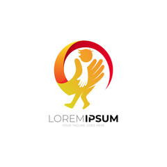 icon of a small child being hugged, unity logos