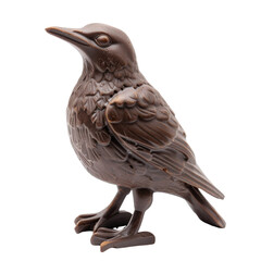 Fototapeta premium Front view of a chocolate Starling figurine standing isolated on a white transparent background
