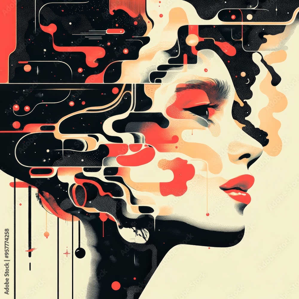 Aufkleber abstract geometric patterns in graphic illustration style for modern design concepts